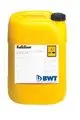 Gelber Kanister mit schwarzem Deckel und Etikett. Auf dem Etikett steht "Kalklöser" sowie "BWT - Best Water Technology". Inhalt und Anwendung sind nicht spezifisch abgebildet.